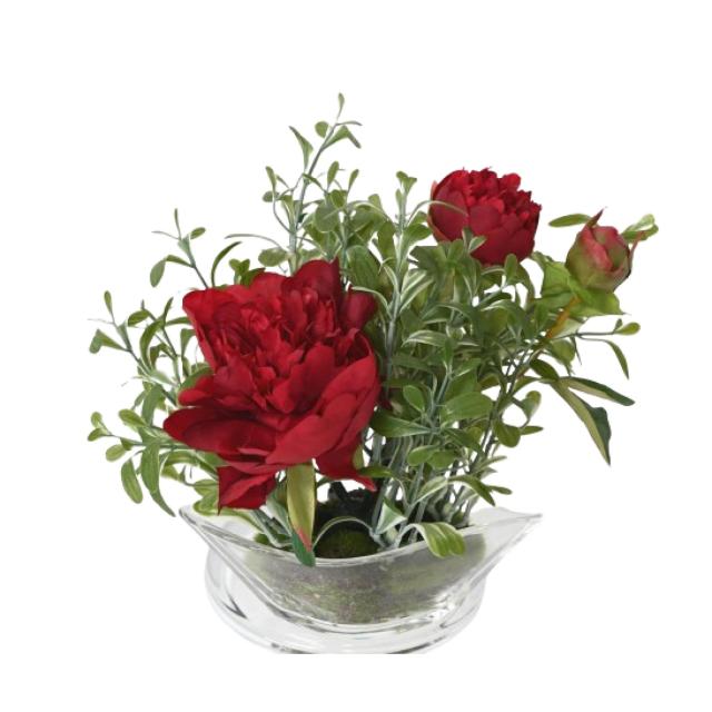 Centre de Table Pivoine Rouge Artificiel