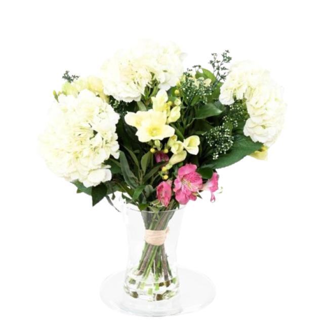 Bouquet Hortensia et Lierre Baie Blanc Artificiel