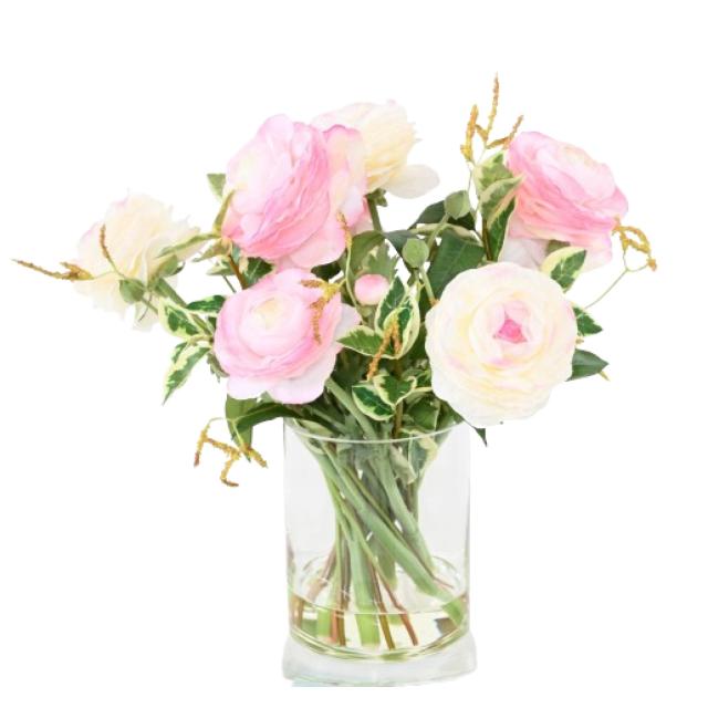 Bouquet Artificiel Renoncule Avec Vase