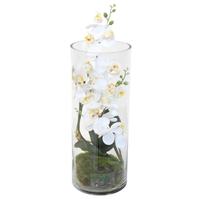 Composition Artificielle, Vase Phalaenopsis Blanc