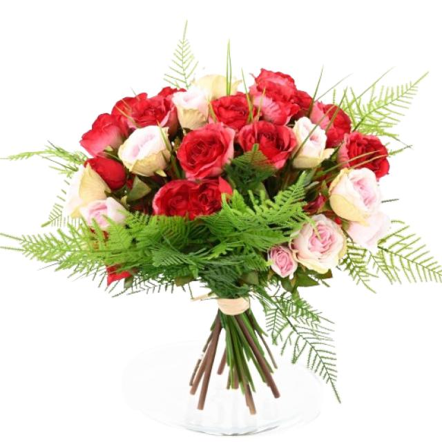 Bouquet Roses Artificielles Rouges