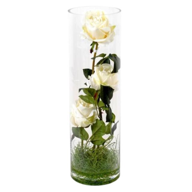 Bouquet Roses Blanches en Vase Tube